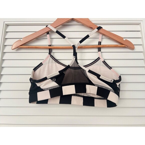 Lululemon Flow Y Bra IV White Black Pink Mesh Size 4 - Picture 2 of 4